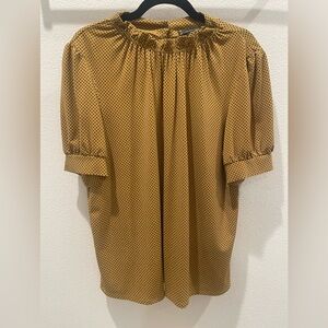 Adrianna Papell Yellow and Black Polka Dot Blouse XL